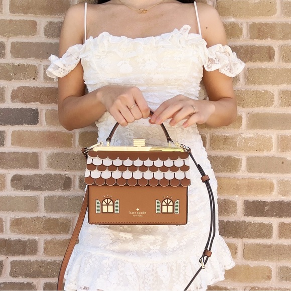 Kate Spade Gingerbread House Novelty Crossbody Handbag Rare Holiday Collection - Picture 6 of 14